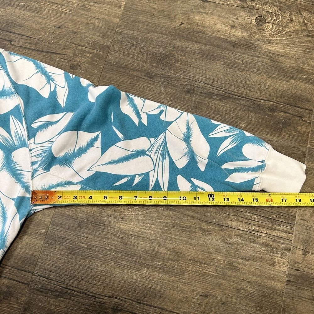 Vintage Floral All Over Print Sweatshirt Women NO SIZE‎ TAG Blue White - Picture 6 of 8